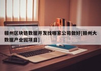 赣州区块链数据开发找哪家公司做好[赣州大数据产业园项目]